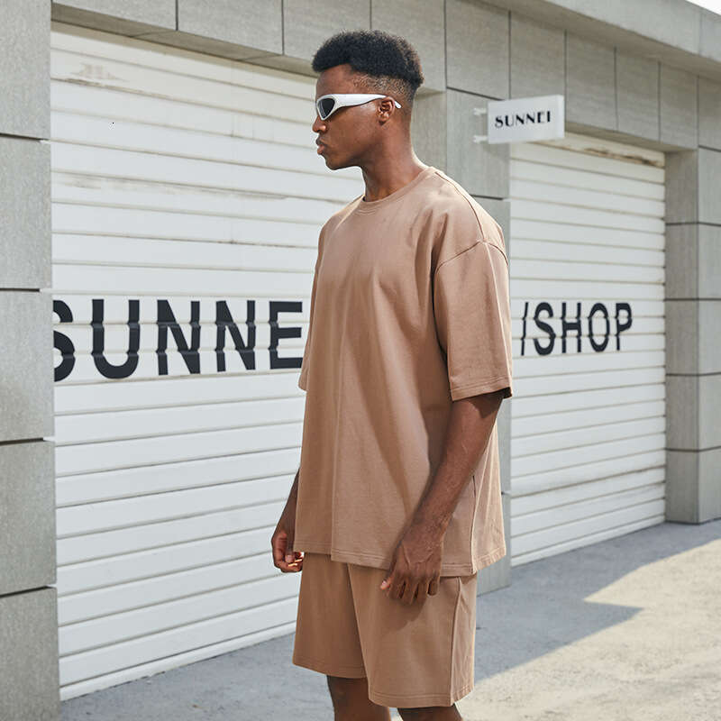 High Quality Trendy Casual Suit For Both Men Women, Summer Pure Cotton Short Sleeved T-Shirt And Shorts Paired With A 2-Piece Set Of Clothing B4