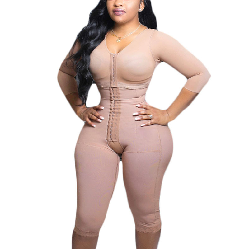 Fas Colombianas Full Body Support Arm Compression Girdle Women's Shapewear With Built In Bra Corset Slimming Sheath Flat Belly