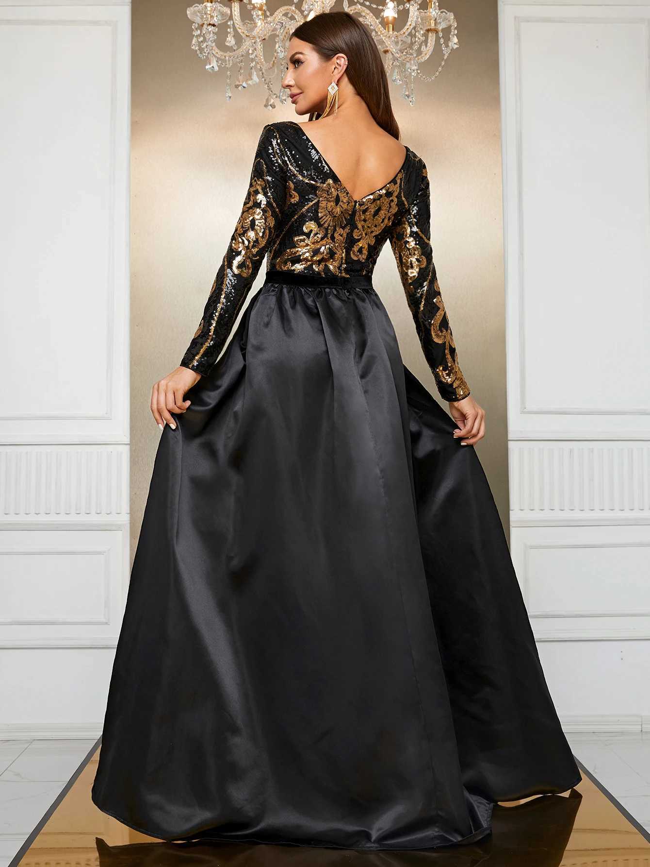 Runway Dresses YISIKADO Giffniseti Womens Lantern Slve Floral Sequin Waist Cape Gorgeous Elegant Party Dress 2024 Y240426