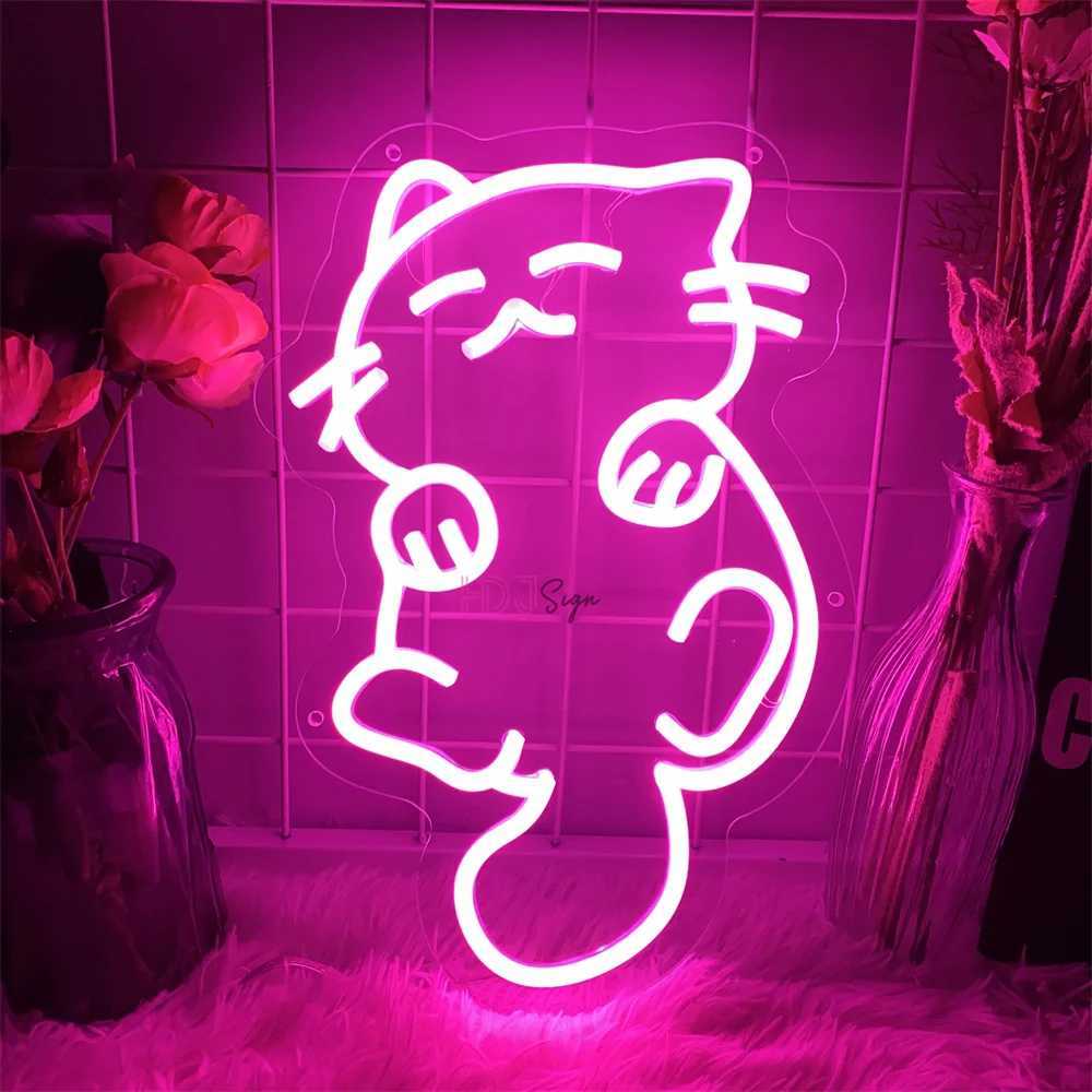 Cat LED Neon Sign Lights Childrens Bedroom Wall Decoration Neon Night Lights USB Creative Birthday Gift Room Wall Decor Z241130