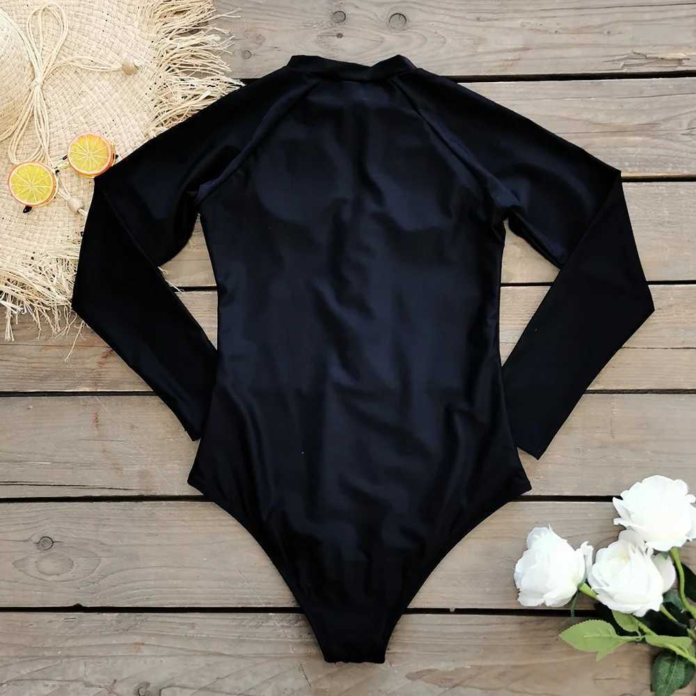 Women's Swimwear Surfing sports swimsuit long Slves womens one-piece swimsuit solid Monokini swimsuit tropical swimsuit H241130