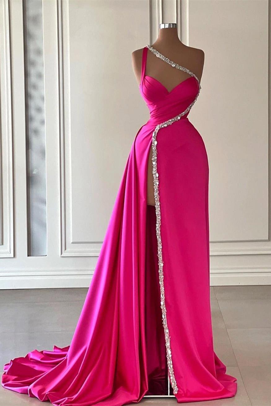New Sexy 2024 Fuia Evening Dresses Sier Beaded Sequined Embellishment One Shoulder Mermaid Split Women Ocn Party Gowns Prom Dress Customize Bc18718 66