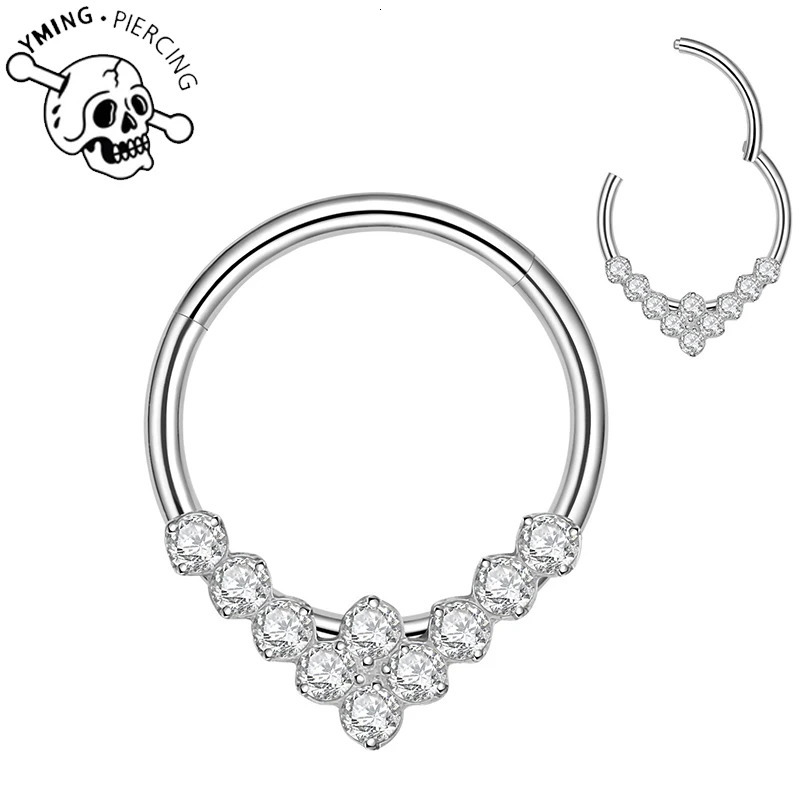 G23 Septum Nose Ring Piercing Body Jewelry 16G Moon Segment Snake Clicker Helix Ear Cartilage Heart Daith Hoop 241125