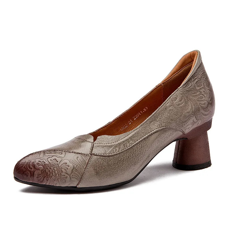 Retro Nostalgic Style Cowhide Womens Shoes All Genuine Leather Pumps Mary Jane 241126