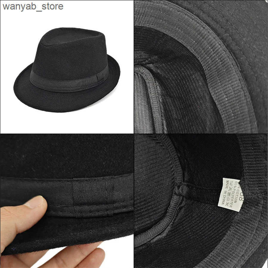 Wide Brim Hats Bucket Hats Unisex British Felt Jazz Hats For Middle Aged Men Bucket Hat Wool Fedoras Hat Autumn Winter Gentlemen Wedding Party Magic C