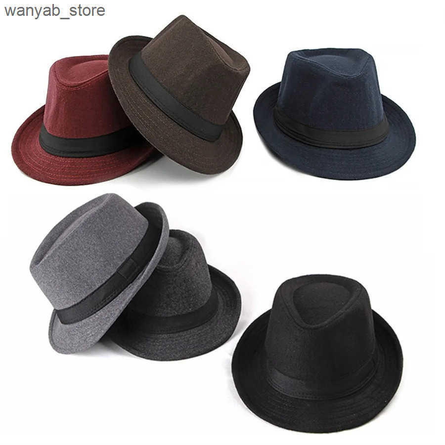 Wide Brim Hats Bucket Hats Unisex British Felt Jazz Hats For Middle Aged Men Bucket Hat Wool Fedoras Hat Autumn Winter Gentlemen Wedding Party Magic C
