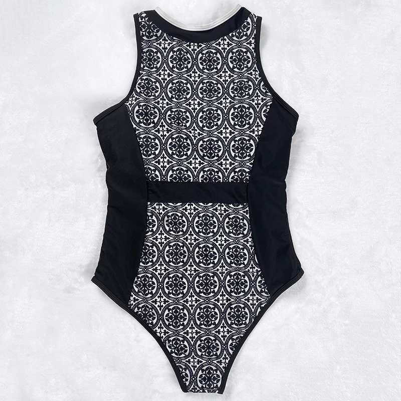 Women's Swimwear New retro one-piece swimsuit retro zipper swimsuit sexy swimsuit womens hot plus size XL bodysuit Monokini beachwear H241130