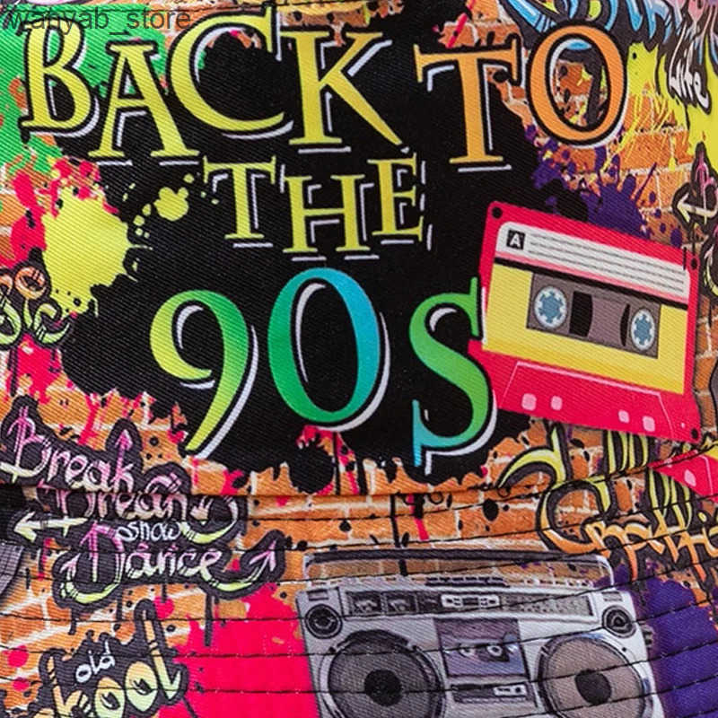 Wide Brim Hats Bucket Hats Classic retro nostalgia 90S double-sided fisherman hat fashion basin hat outdoor riding fishing visor L240910