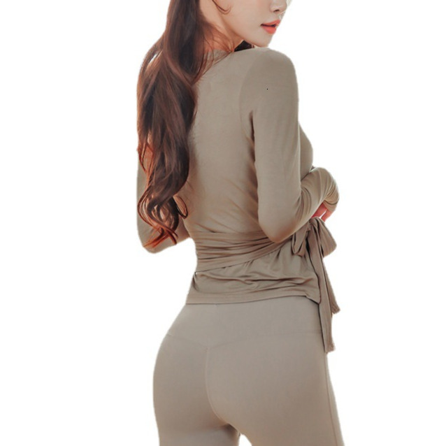 Autumn/winter New Long Sleeved Sports Fitness Top Women's Fashion Yoga Dress T-shirt