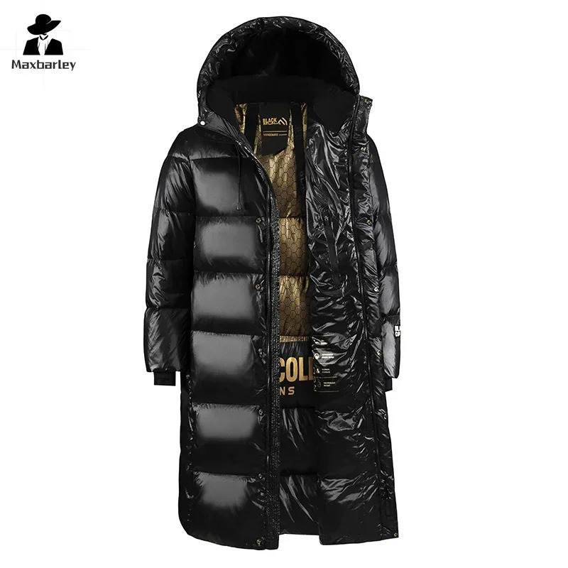 Winter Black Gold Down Jacket Mens Long Glossy Waterproof White Duck Warm Parka Short Women Lightweight Hooded Coat 241129