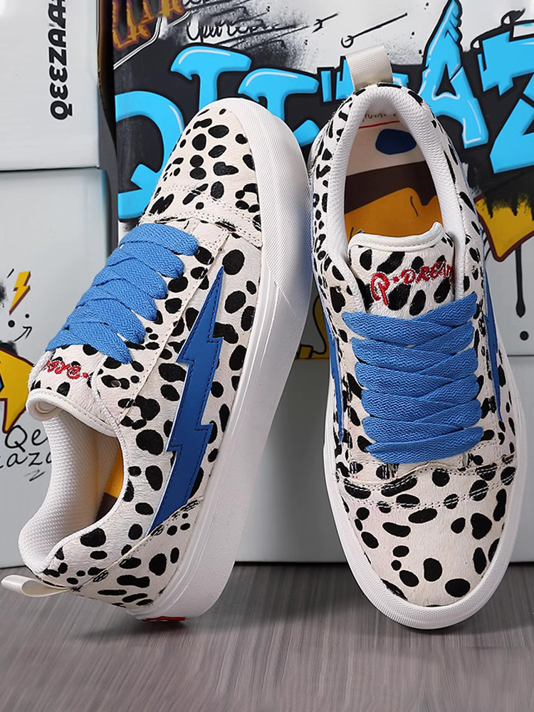 Lightning x storm D6229 board shoes Picasso collaboration leopard print revenge lightning storm for men and women fashion casual shoes trendy couple s