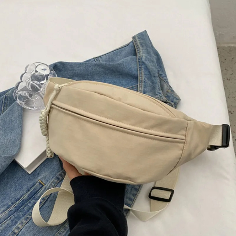 Waist Bag Women Canvas Leisure Portable Zipper Korean Style Chest Shoulder Sports y241115