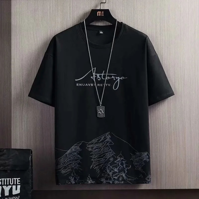 Summer Fashion Letter Printed Short Sleeve Tshirt And Shorts Two Piece Sets Quick Drying Loose Mens Tracksuit 240419