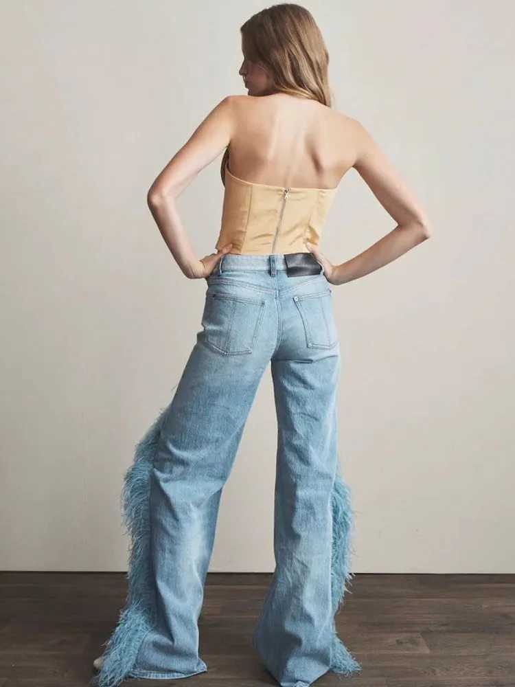 Women's Jeans Harajuku Strtwear Retro Fashion Womens High Waist Jeans Loose Wide Leg Straight Loose Denim Shorts Y2K Bag Pants 2025 H241130