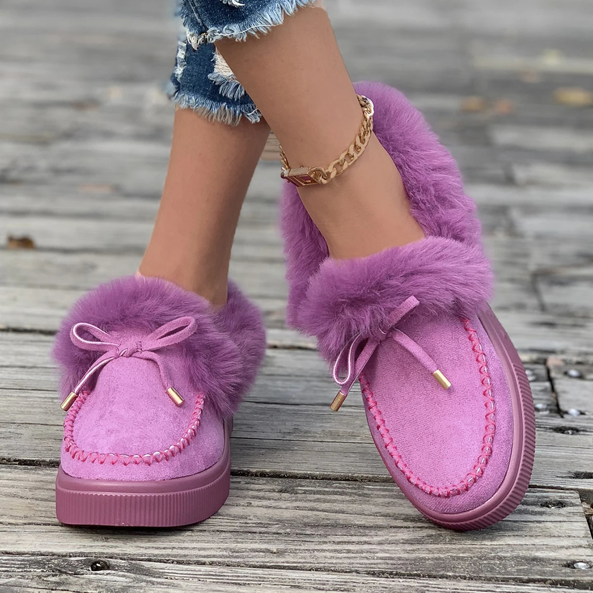 2024 autumn and winter multicolor womens cotton boots velvet thickened lowtop warm wool shoes in stock 241126