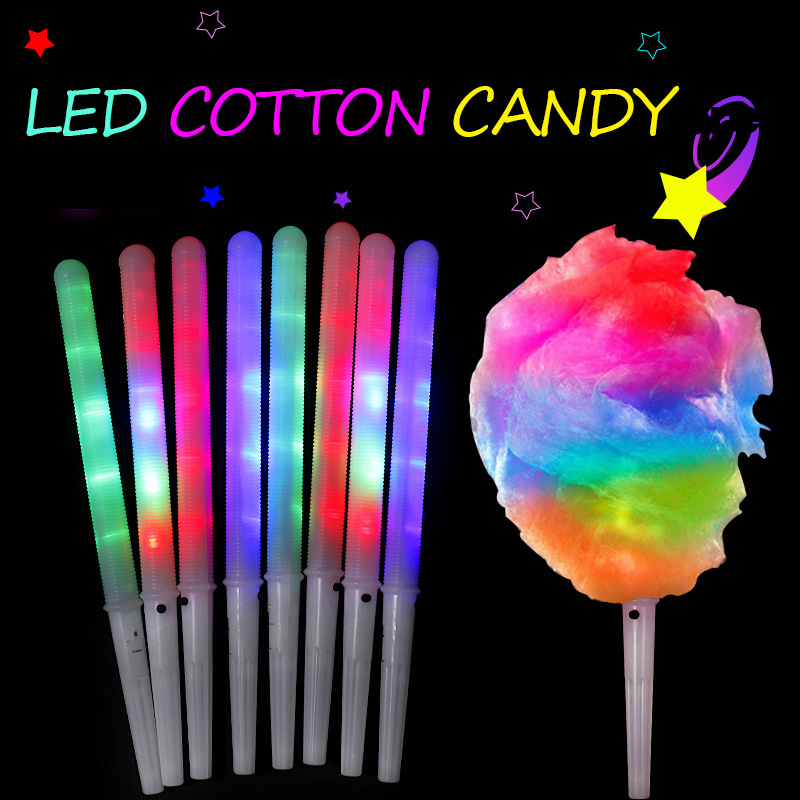 Colorful LED Light up Stick Reusable Flashing Glow Cotton Candy Sticks for Cotton Candy Maker Concerts Night Parties Birthday Wedding Party