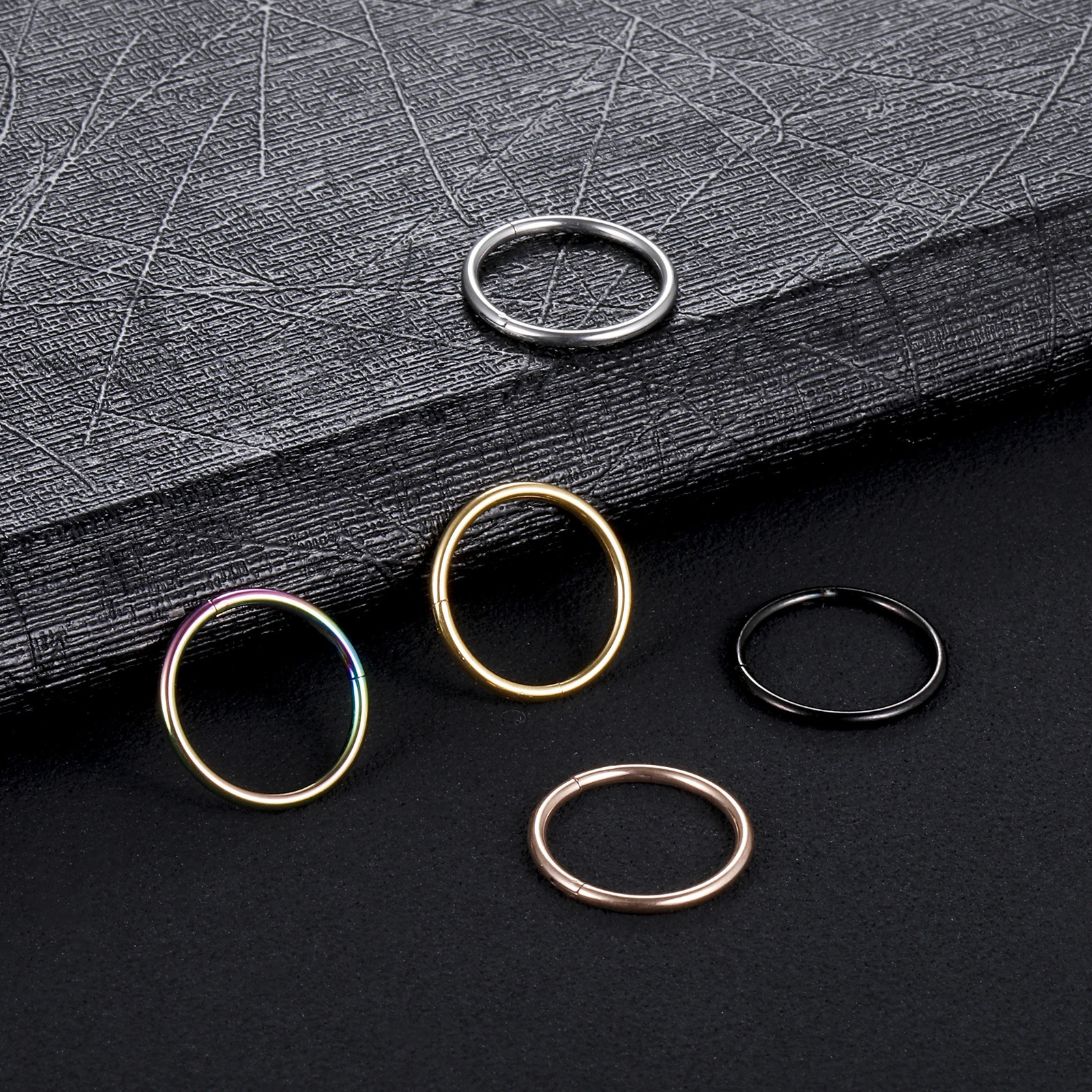 1PC 12G20G Septum Piercing Steel Clicker Hinged Segment Ring Goth Nose Hoop Earrings Lip Ear Cartilage Helix Piercings 241125