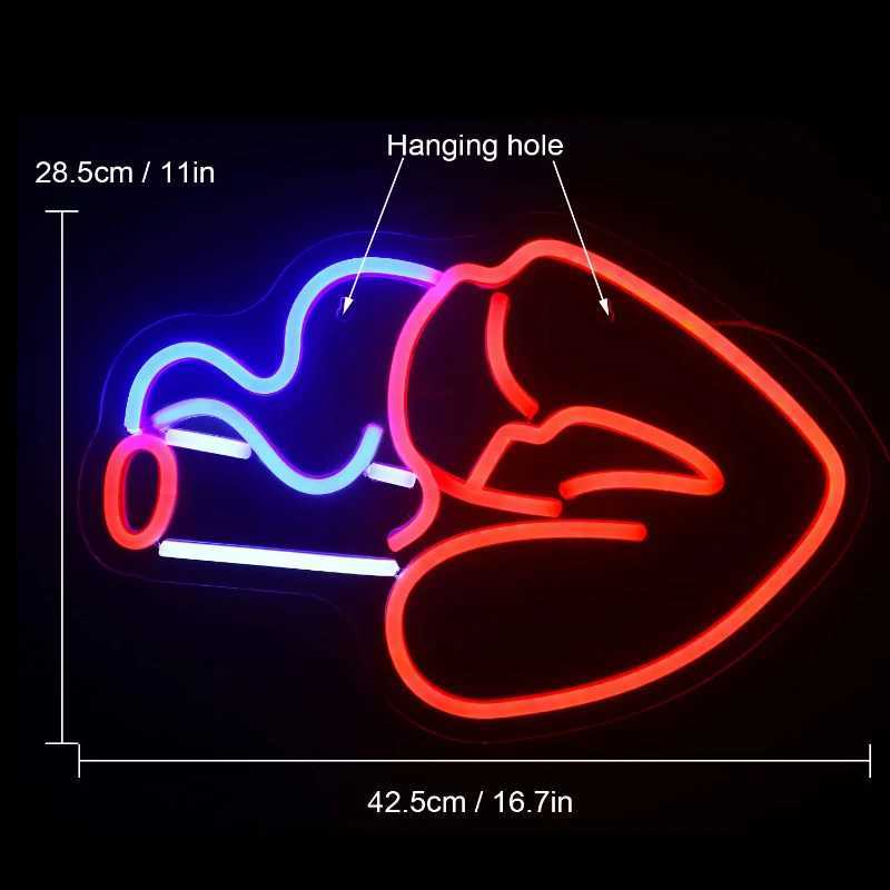 Smoke Flower Lips Neon Sign Light LED Leaf Gesture Nightlight Decor Room Wall Bar Shop Party Festival Restaurant Z241130