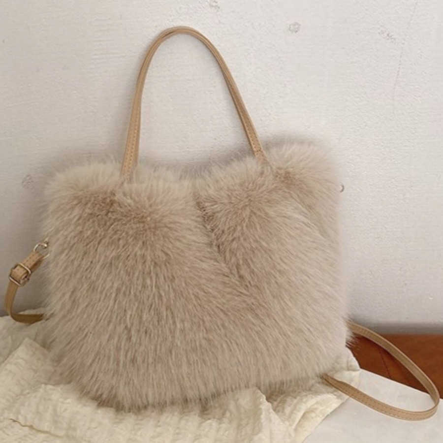 This Years Popular Tote Bag Plush Handbag Winter Versatile Korean Version Single Shoulder Crossbody Bag Tote Bag Totes Handbags 241104