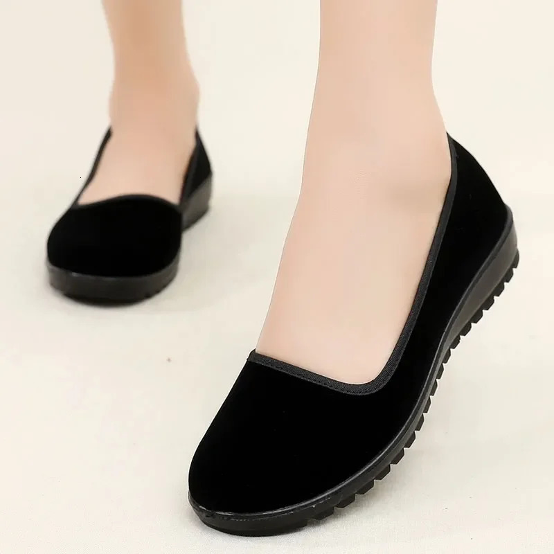 Lady Fashion Sweet Light Weight Black Flock High Quality Loafer Casual Comfort el Work Office Flat Shoes Zapatos A94 241126