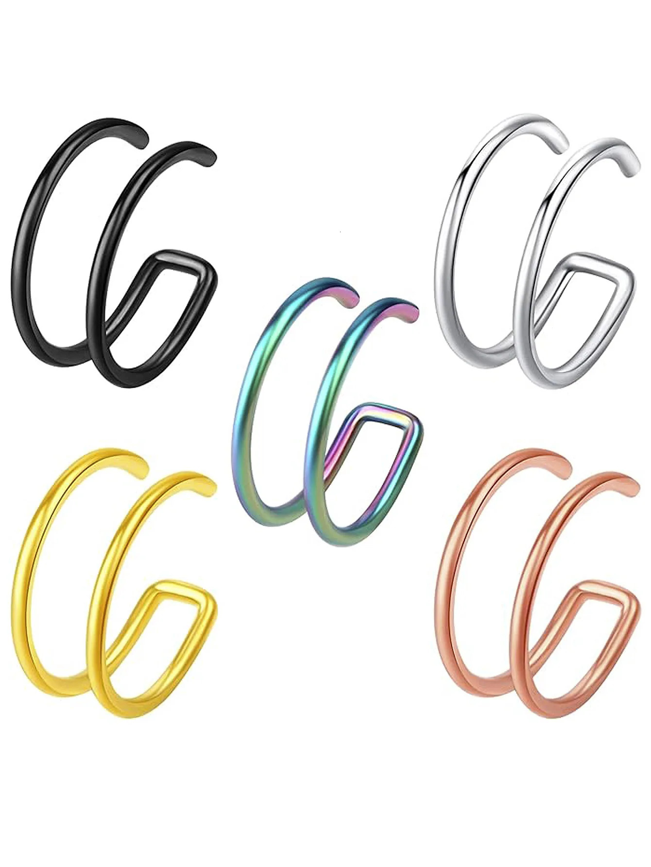 5Pcs Piercing Clip Nose Ring Cuff Body Jewelry Trend Ear Cuffs Rings For Women Girl Gift Nariz 241125