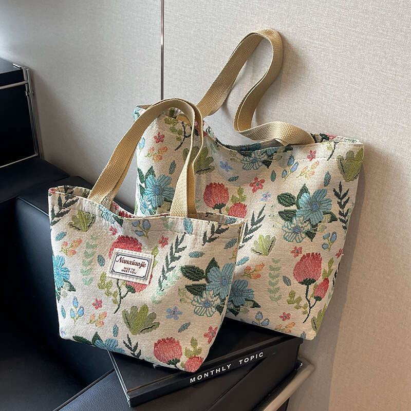 Large Capacity Chinese Style Canvas New Commuter Tote Bag For Women, Ins College Student Class Shoulder Bag, Fashionable Quality, Classic B1