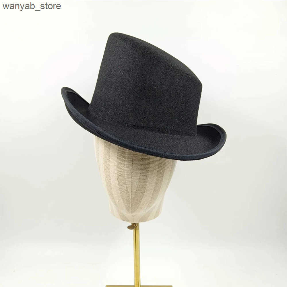 Wide Brim Hats Bucket Hats New High Top Gentleman Derby Hat Fedora Hat Mens and Womens Gentleman Colorful Bevel Top Hat Felt Magic Hat President Hat L