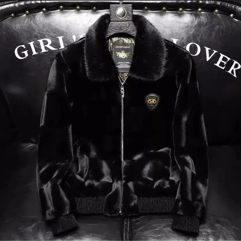 Winter Mens Faux Fur Leather Jacket Highquality Solid Color Wool Liner Thick Warm Outdoors ColdProof Coats Men Clothing 241120