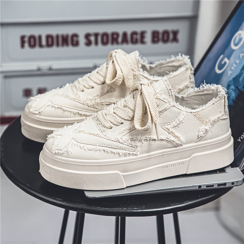 Summer breathable canvas for male students versatile niche white trendy shoes b0bd