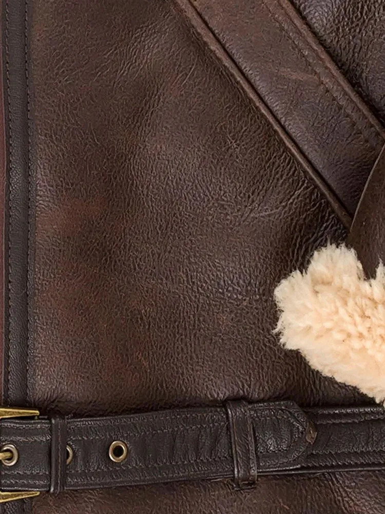 2024 Winter Faux Leather Fur Wrm Coat For Male Fashion Lapel Long Sleeve Fleece Jacket Mens Thicken Zipper Pocket Furry Outcoat 241120