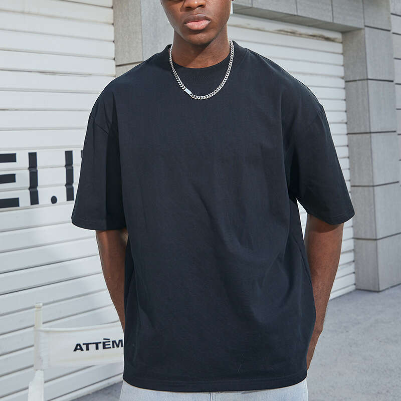 Clothing All Trendy Brand Pure Cotton Loose Shoulder Short Sleeved Men's T-Shirt B4