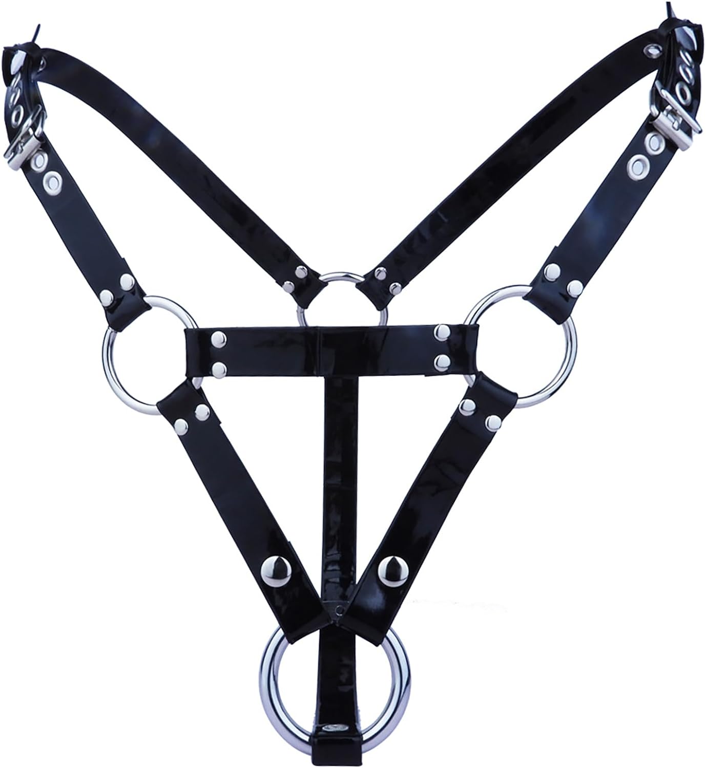 Male Chastity Belt Adjustable Leather Chastity Pants with Anti-Off Accessory Cock Ring Auxiliary Strap Adult Bondage Chastity Device SM Sex Toys for Men (X-Large)