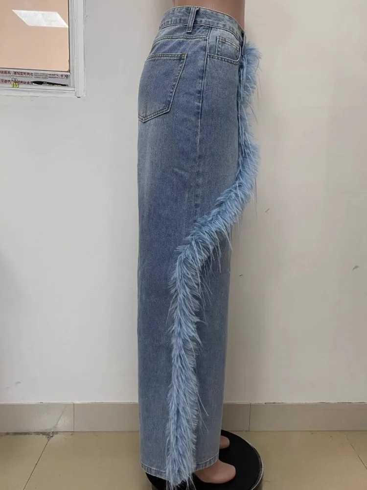 Women's Jeans Harajuku Strtwear Retro Fashion Womens High Waist Jeans Loose Wide Leg Straight Loose Denim Shorts Y2K Bag Pants 2025 H241130