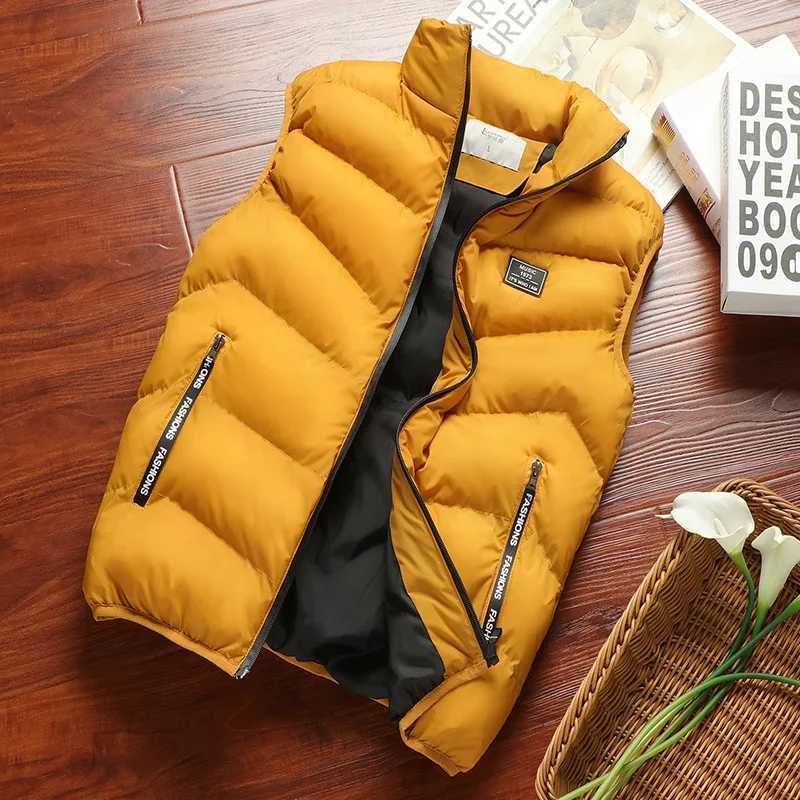 Men's Down Parkas New Winter Vest Jacket Men Puffer Sleeveless Coat Solid Color Down Warm Waistcoat Outwear Windbreaker Clothing z241129