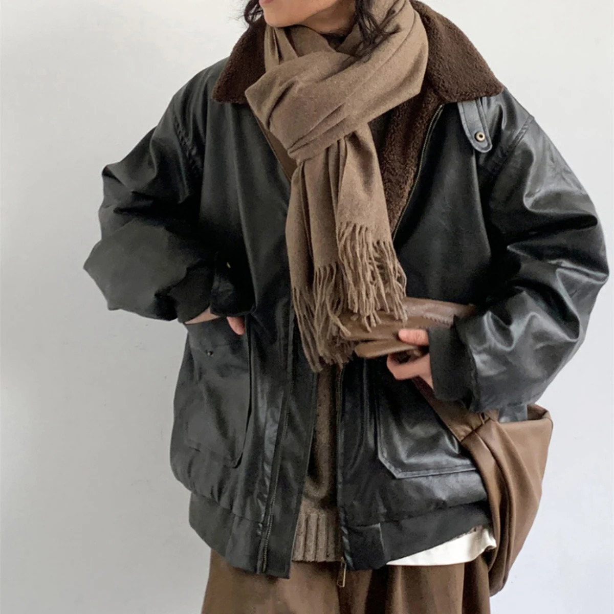 Winter American Retro Motorcycle Leather Jacket For Men Clothing Harajuku Casual High Quality Thick Fleece Fur Collar Coat Male 241120