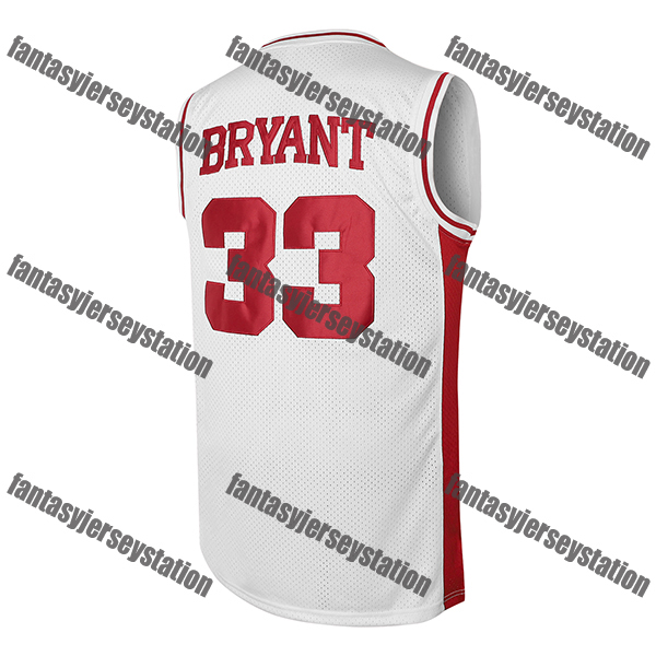Men's Breathable Quick-Dry Polyester 33 White BRYANT Basketball Jersey - Crew Neck Sports Top with Embroidered Details for Training, Casual & Tea