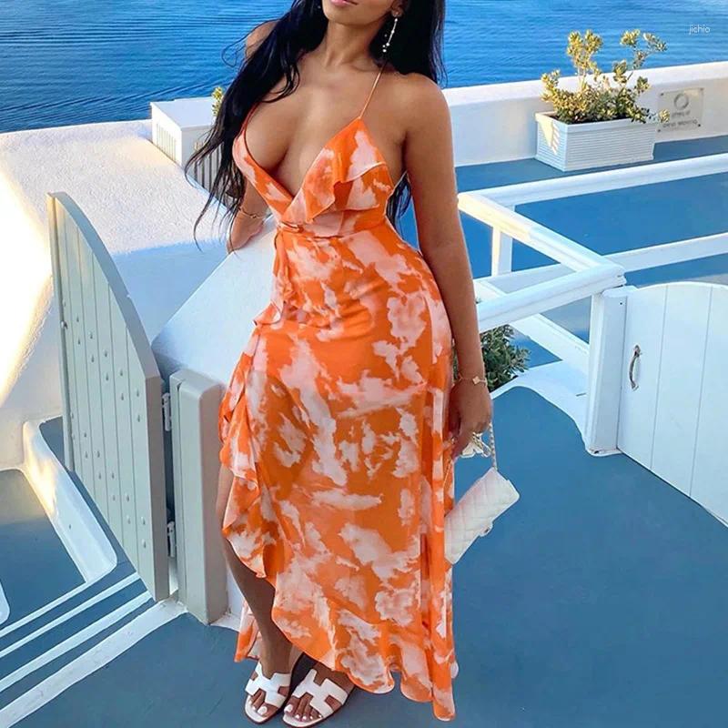 Swimming Dress For Woman Beach Outing Bikini Tunic Kaftan Swimwear Bath Exits 2024 Suit Polyester Spandex Floral Boho Slip V