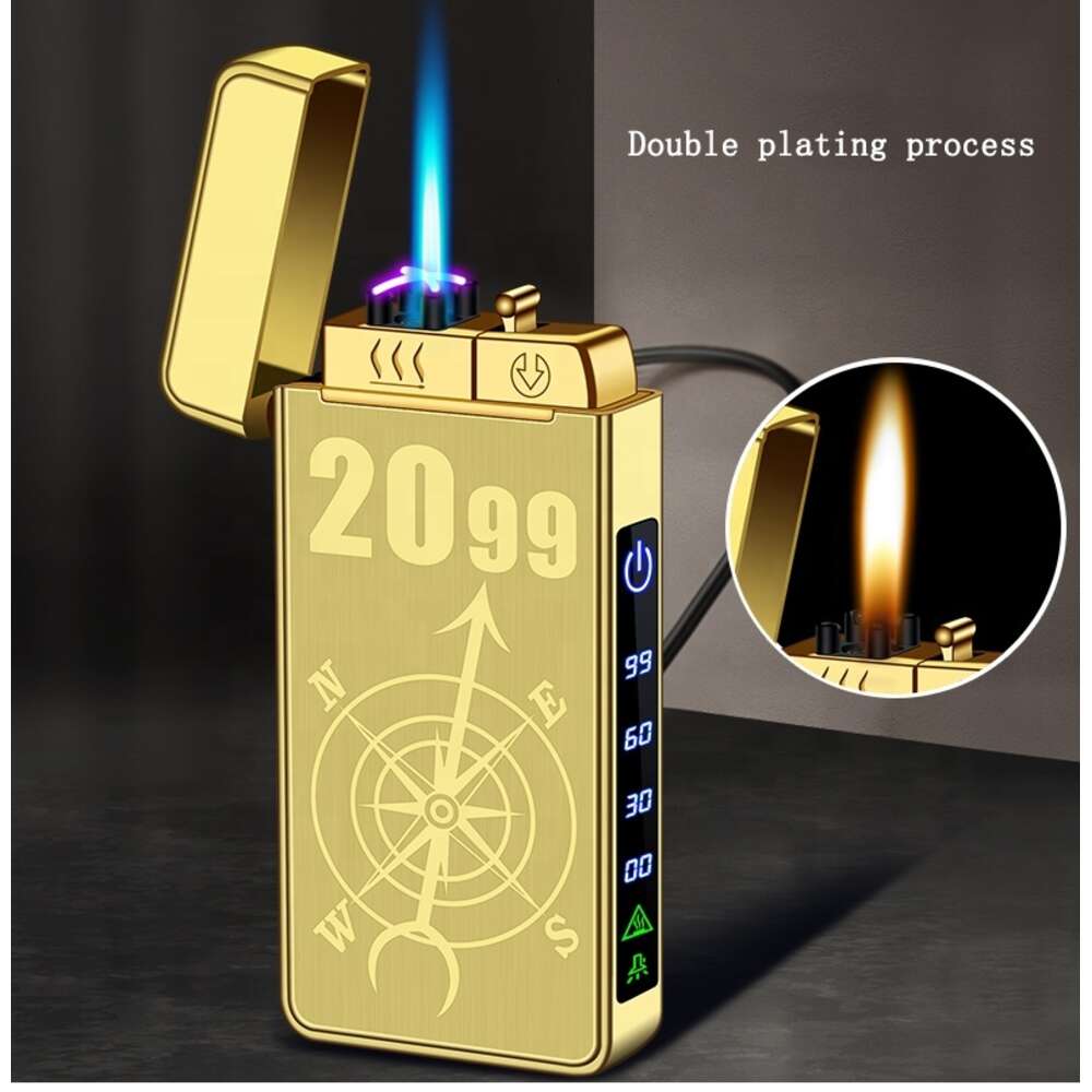 Without Gas Electric Three Fire Metal Windproof Iatable Charging Lighter Can Be Customized W260202