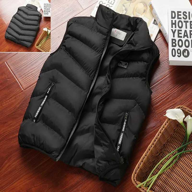 Men's Down Parkas New Winter Vest Jacket Men Puffer Sleeveless Coat Solid Color Down Warm Waistcoat Outwear Windbreaker Clothing z241129
