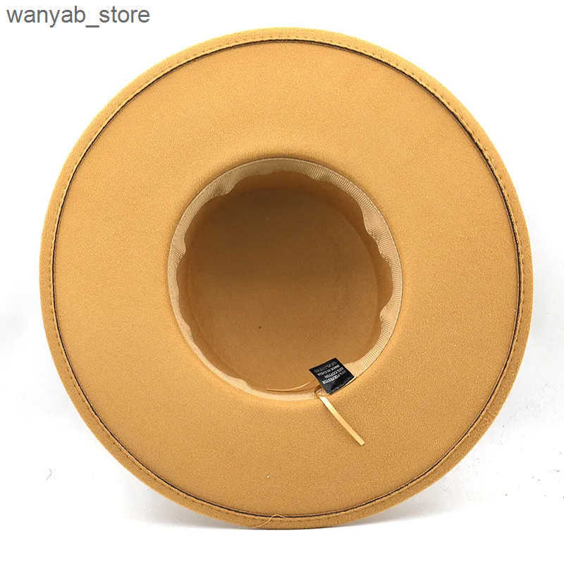 Wide Brim Hats Bucket Hats Cream Flat Top 10cm Wide Brim Fedora Hats Men Gentleman Boater Hat Fashion Party Wedding Hats for Women Elegant Church Chap