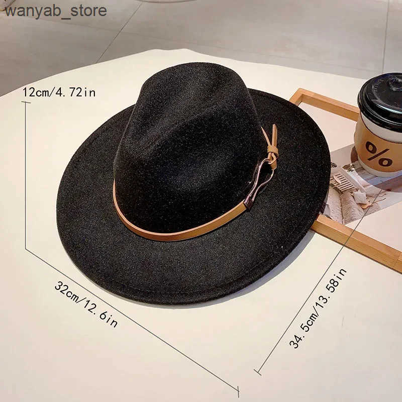 Wide Brim Hats Bucket Hats KAMMPT Woolen Fedora Women 2024 New Fashion Casual Autumn Winter Hat with Wide Brim Trendy Stylish Vintage Trilby for Trave