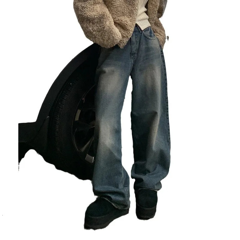 American Street Spice features baggy pocket version Basic jeans lowrise wash straight casual pants 241121