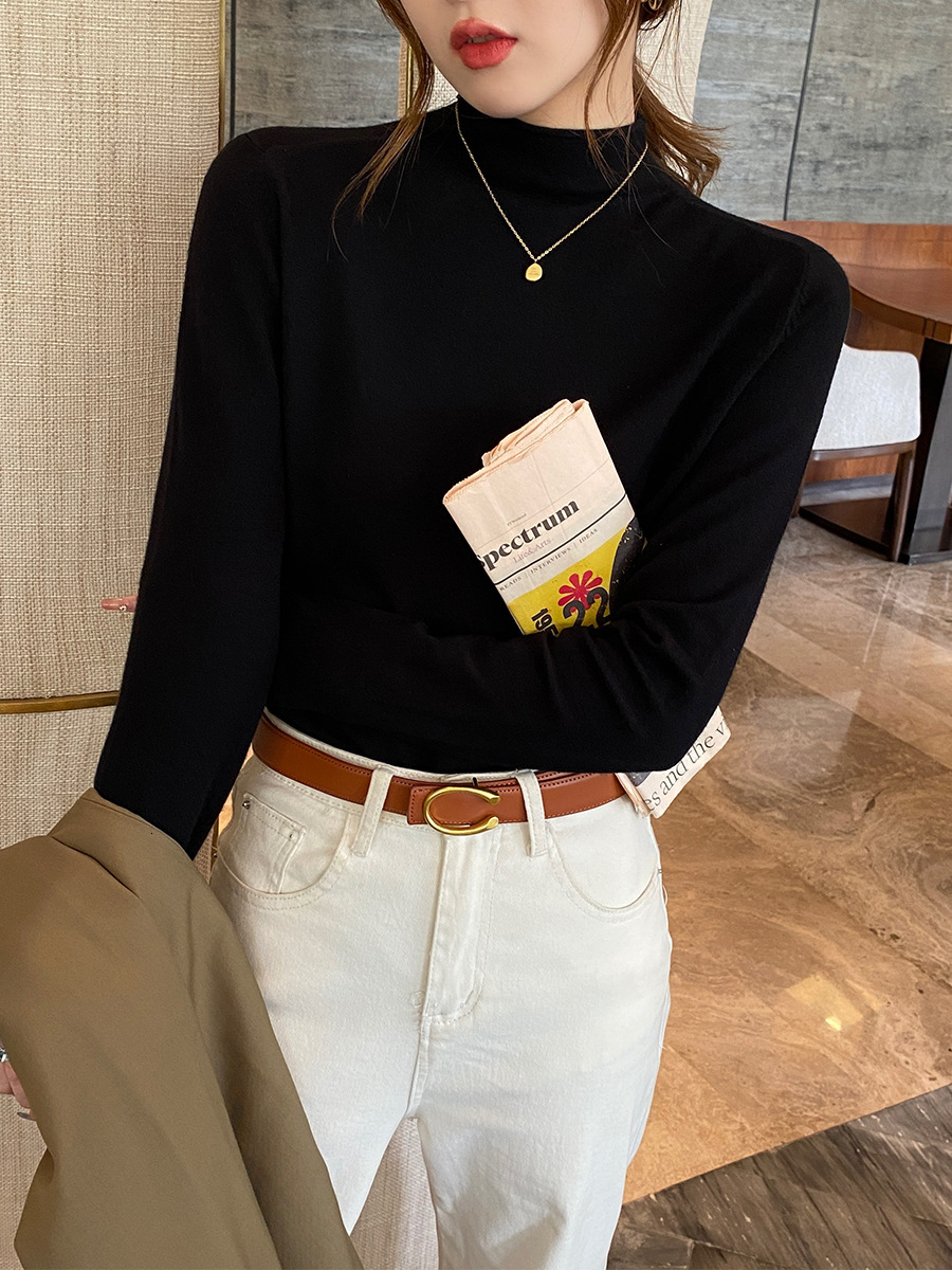 New Inner Bottom Women's Winter Knitted Top Cashmere Semi Designer High Collar Sweater Warm Hoodie