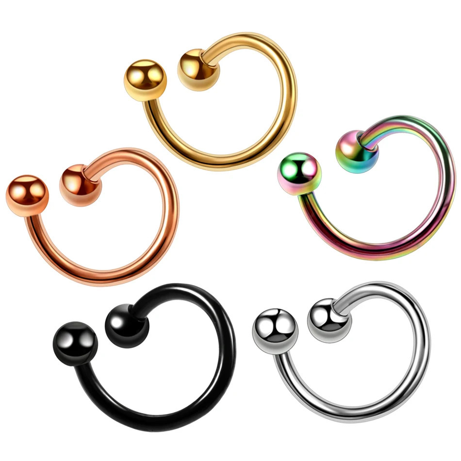 1PC Steel Black Seamless Hinged Nose Hoop Septum Clicker Piercings Lip Labret Ring Ear Cartilage Tragus Sexy Jewelry 241125
