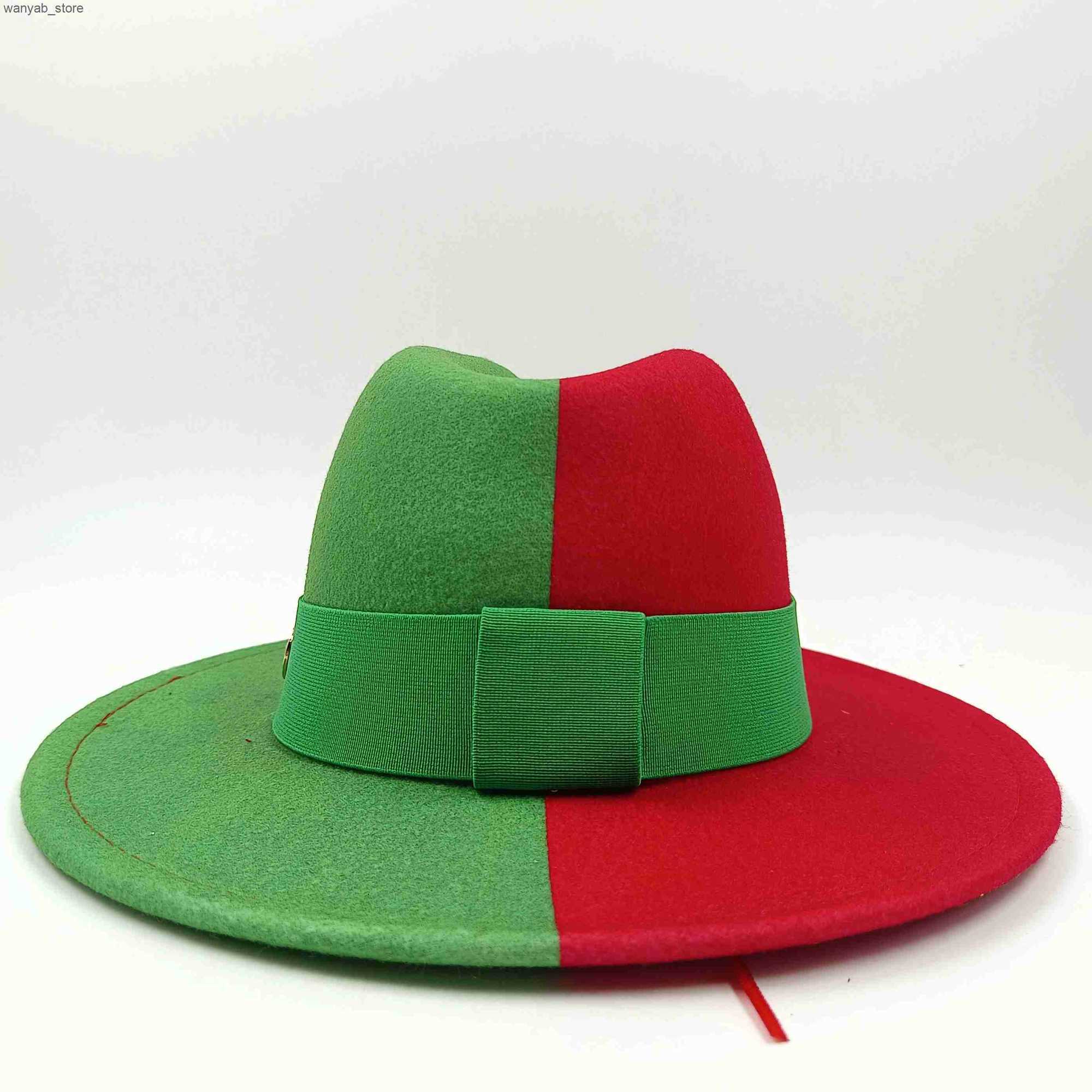 Wide Brim Hats Bucket Hats Double Fedora Hat Mens and Womens Jazz Hat Dual Color Gradient Pattern New Tie Dyed Fedora Hat Autumn Classic Hat sombrero 