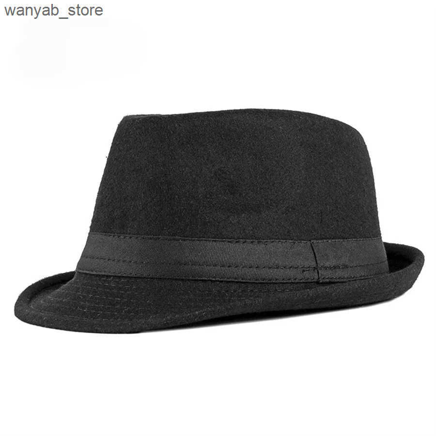 Wide Brim Hats Bucket Hats Unisex British Felt Jazz Hats For Middle Aged Men Bucket Hat Wool Fedoras Hat Autumn Winter Gentlemen Wedding Party Magic C