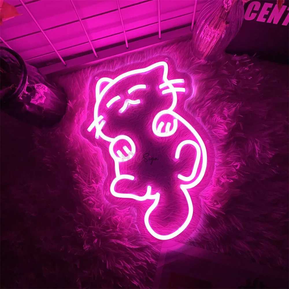 Cat LED Neon Sign Lights Childrens Bedroom Wall Decoration Neon Night Lights USB Creative Birthday Gift Room Wall Decor Z241130