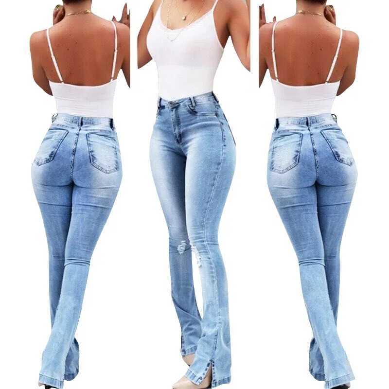Women's Jeans Jeans Flare Pants Womens Denim Pencil Pants Hip Wrap Elegant Splicing Collar Sexy Trousers High Waist Autumn Slimming H241130