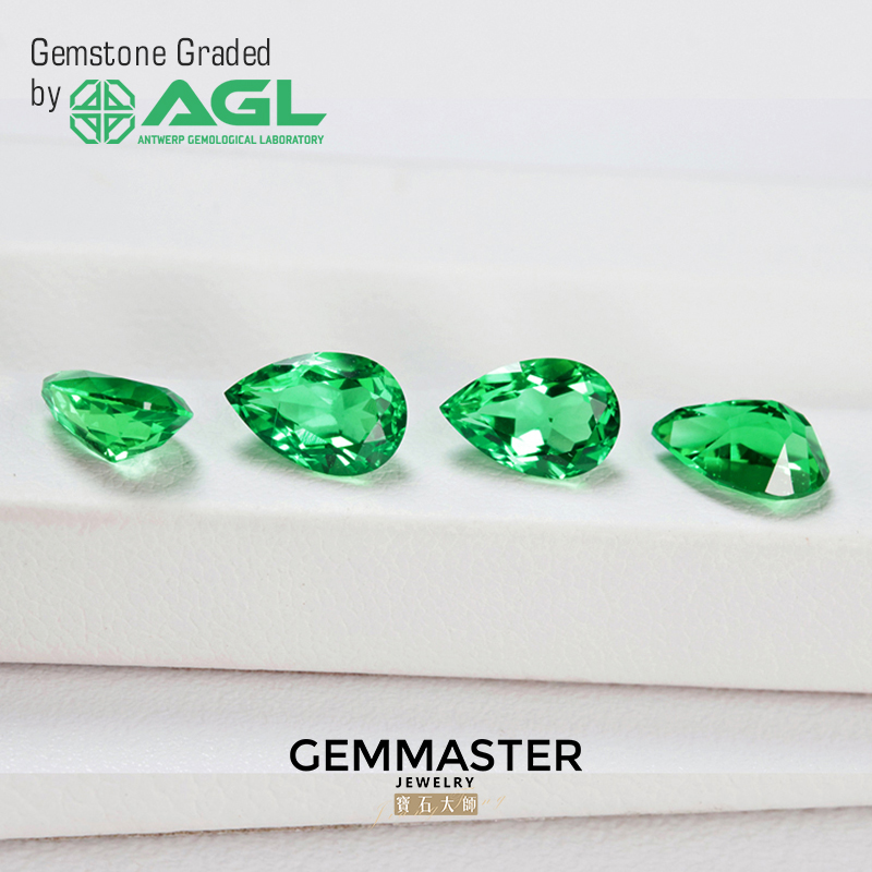 Pear Lab Grown Emerald Vivid Green With AGL certificate VVS VS Emerald Stone Hydrothermal Lab Emerald Colombia Color Green Stone