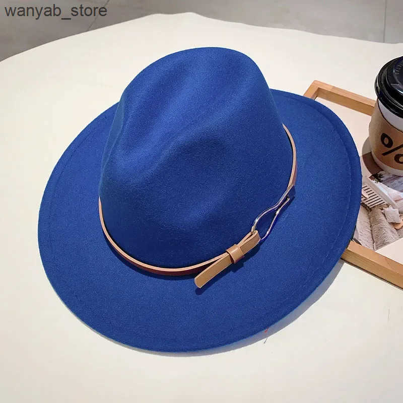 Wide Brim Hats Bucket Hats KAMMPT Woolen Fedora Women 2024 New Fashion Casual Autumn Winter Hat with Wide Brim Trendy Stylish Vintage Trilby for Trave